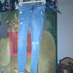 Abercrombie & Fitch Light Blue Distressed Skinny Jeans
